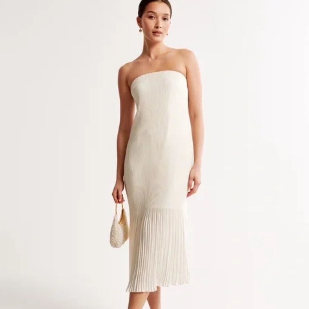 Abercrombie & Fitch Giselle White Pleated Dress